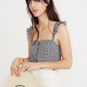Madewell Gingham Checked Ruffled Cami